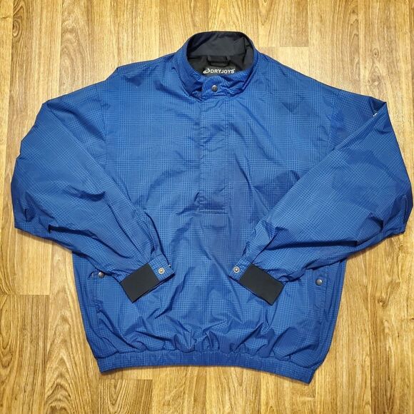 DryJoy‎ FootJoy Golf Windbreaker Jacket Medium Blue Houndstooth 1/2 Zip - Picture 1 of 6